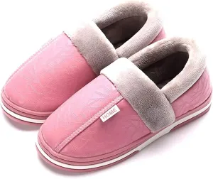 Women's Men's Soft House Felt Slippers Suede Indoor Slip On Cotton Shoes Memory Foam Anti-Skid Sole