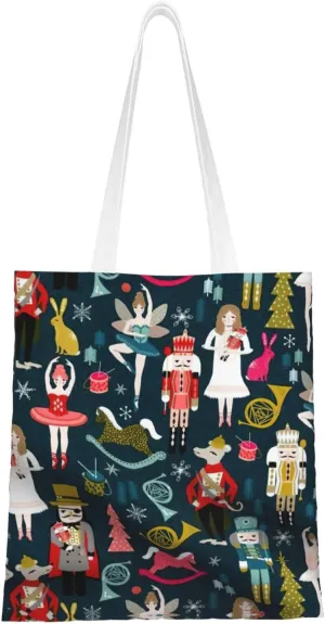 Women's Nutcracker Ballet Xmas Dance print Canvas Tote Bag for Women,Womens Purse Handbags for Travel Beach Nurse College Gift