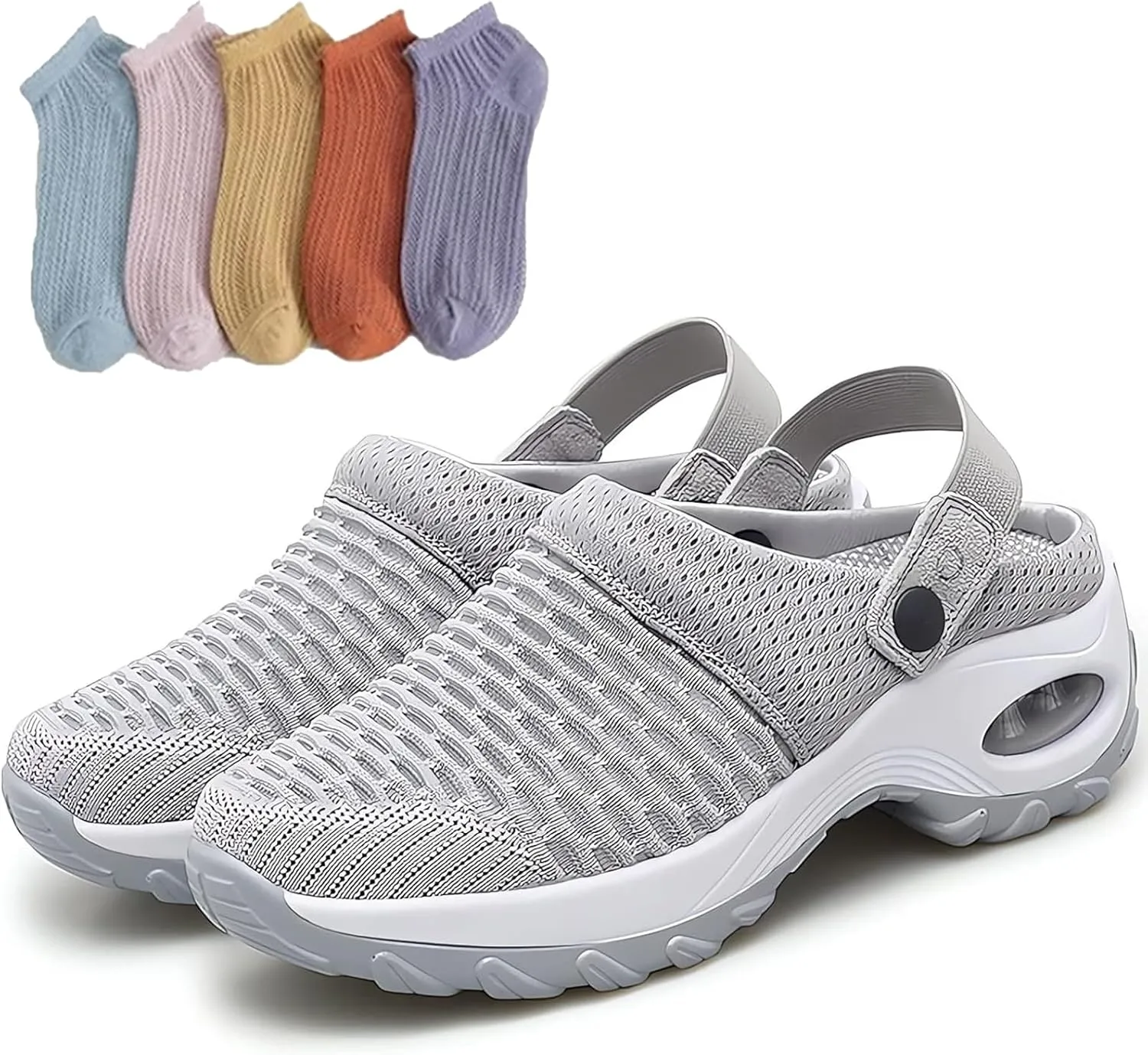 Women's Orthopedic Clogs with Air Cushion Support to Reduce Back and Knee Pressure, Air Cushion Orthopedic Slip on Arch Support Shoes Slip on Walking Sneaker
