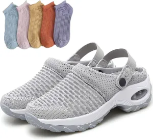 Women's Orthopedic Clogs with Air Cushion Support to Reduce Back and Knee Pressure, Air Cushion Orthopedic Slip on Arch Support Shoes Slip on Walking Sneaker