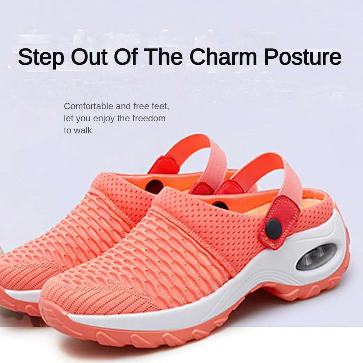 Women's Orthopedic Clogs, with Arch Support Air Cushion， Breathable Mesh Shoes for Plantar Foot Fatigue, Non-Slip Comfort Clogs