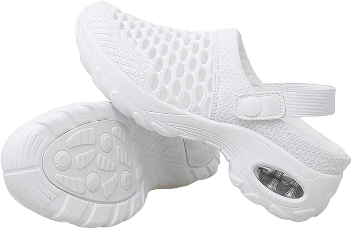 Women's Orthopedic Clogs, with Arch Support Air Cushion， Breathable Mesh Shoes for Plantar Foot Fatigue, Non-Slip Comfort Clogs