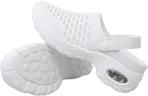 Women's Orthopedic Clogs, with Arch Support Air Cushion， Breathable Mesh Shoes for Plantar Foot Fatigue, Non-Slip Comfort Clogs