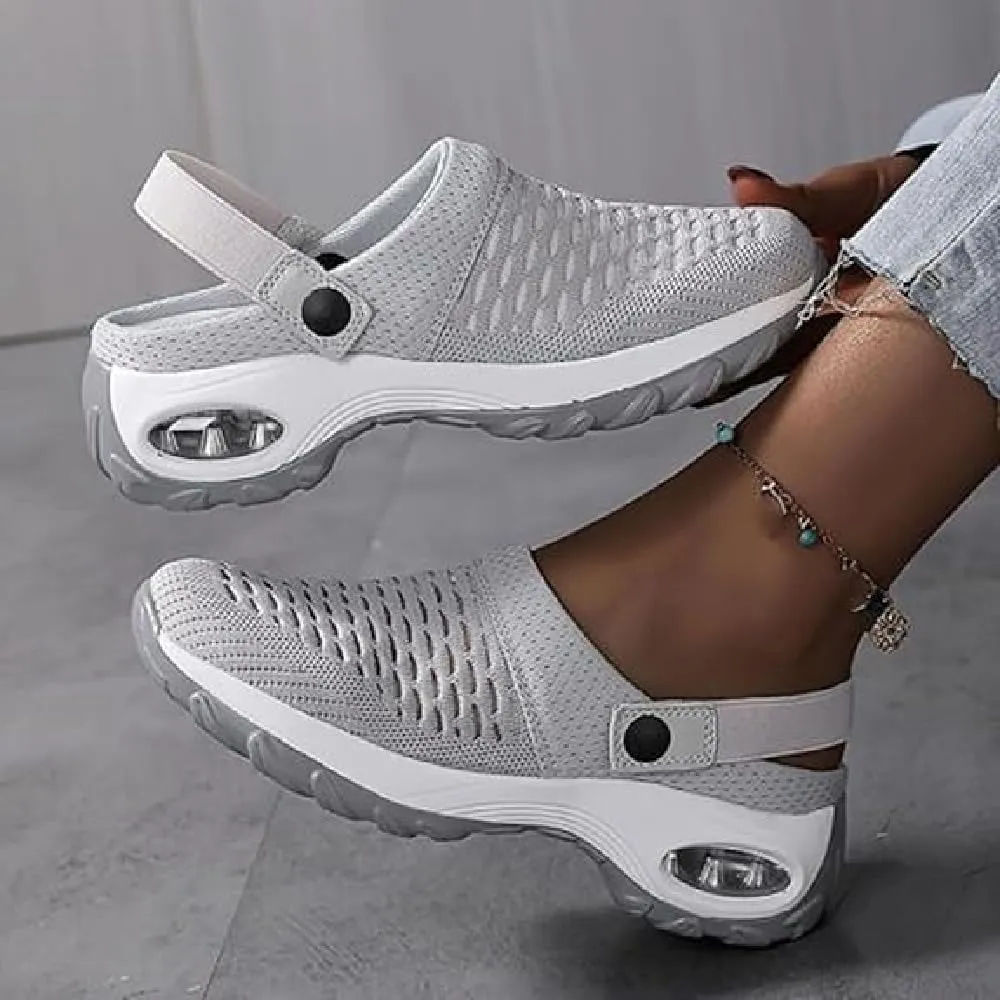 Women's Orthopedic Clogs, with Arch Support Air Cushion Shoes, Orthopedic Slip On Shoes for Women, Lightweight Outdoor Walking Platform Slippers