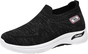 Womens Orthopedic Sneakers Slip On Running Tennis Shoes Breathable Woven Nurse Shoes Casual Air Cushion Walking Shoes