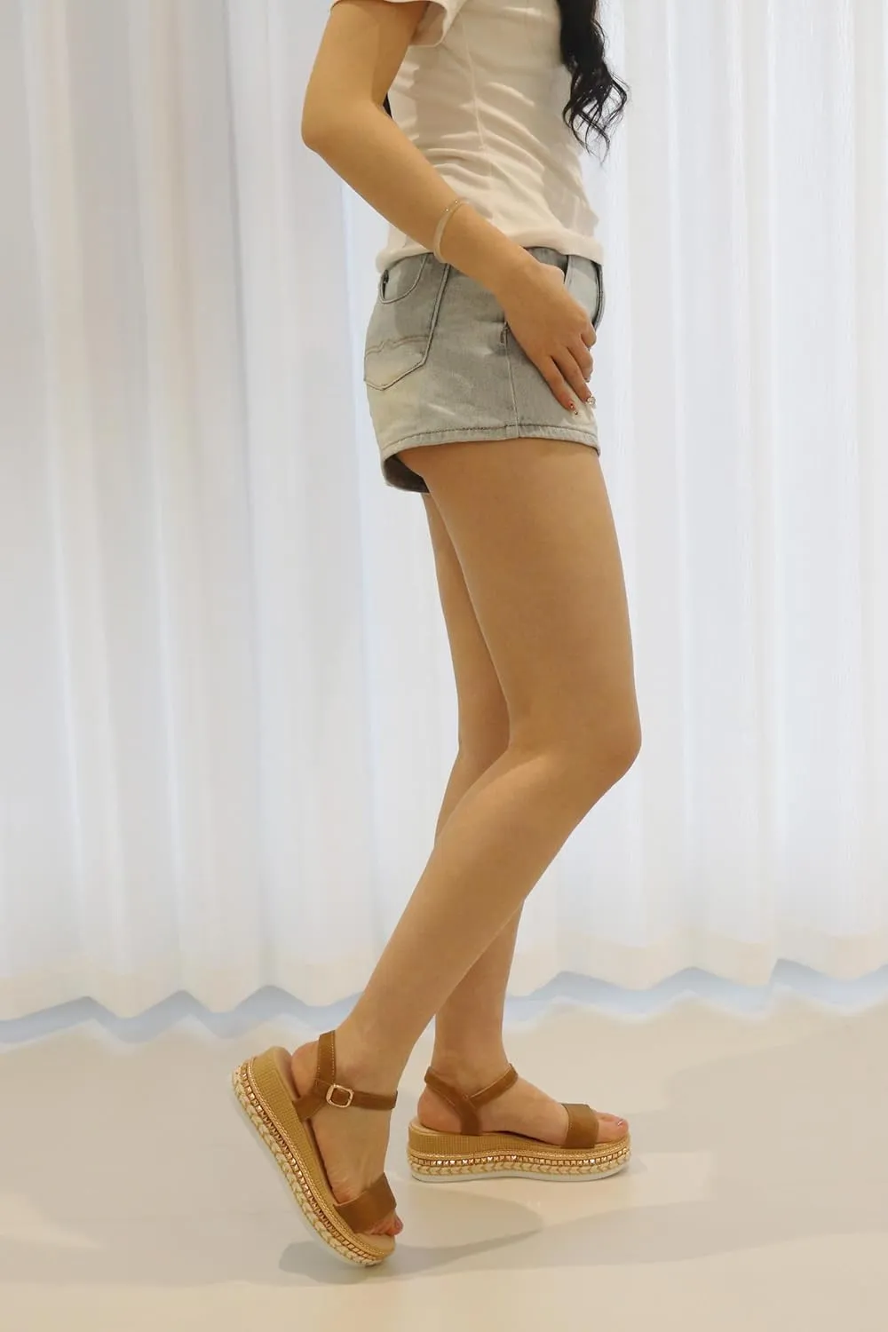 Women's Platform Sandals Buckle Ankle Strap Espadrille Open Toe Boho Wedge Sandals Size 6-11