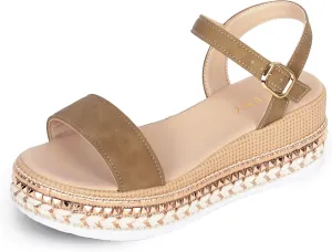 Women's Platform Sandals Buckle Ankle Strap Espadrille Open Toe Boho Wedge Sandals Size 6-11