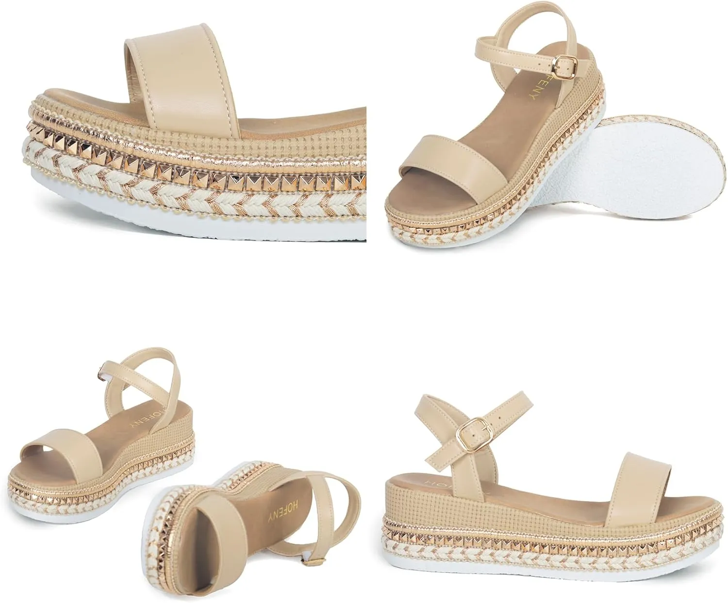 Women's Platform Sandals Buckle Ankle Strap Espadrille Open Toe Boho Wedge Sandals Size 6-11