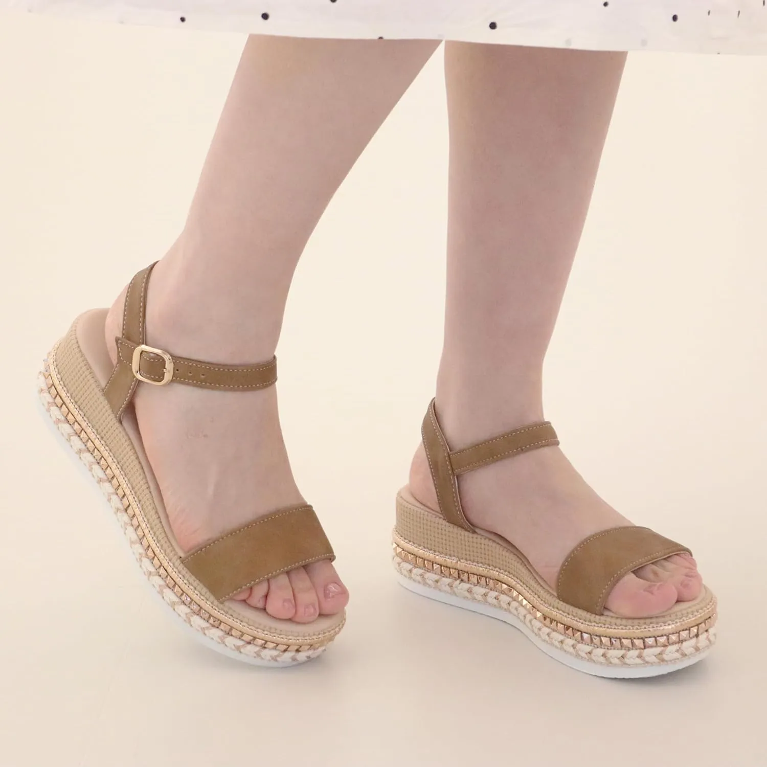 Women's Platform Sandals Buckle Ankle Strap Espadrille Open Toe Boho Wedge Sandals Size 6-11