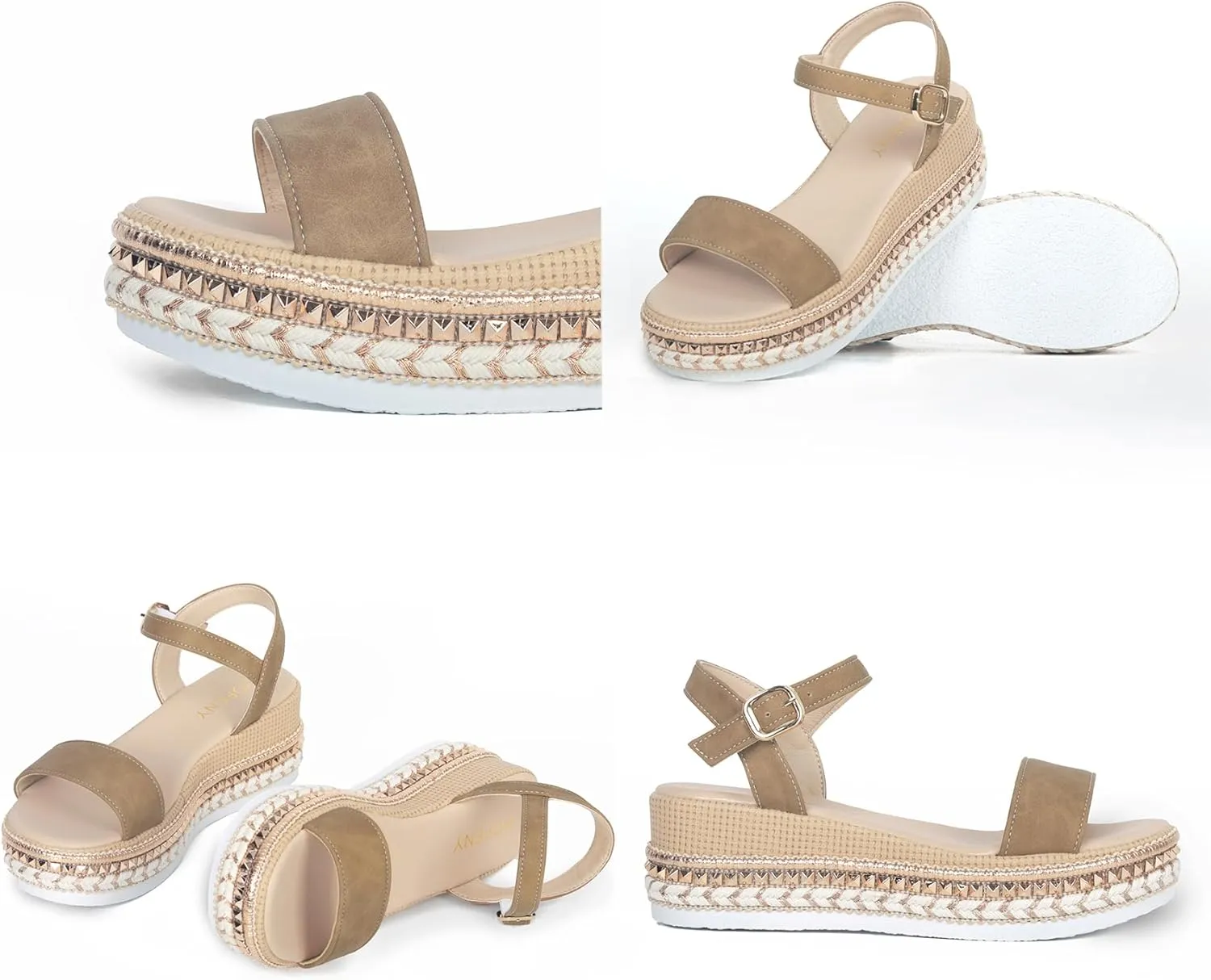 Women's Platform Sandals Buckle Ankle Strap Espadrille Open Toe Boho Wedge Sandals Size 6-11