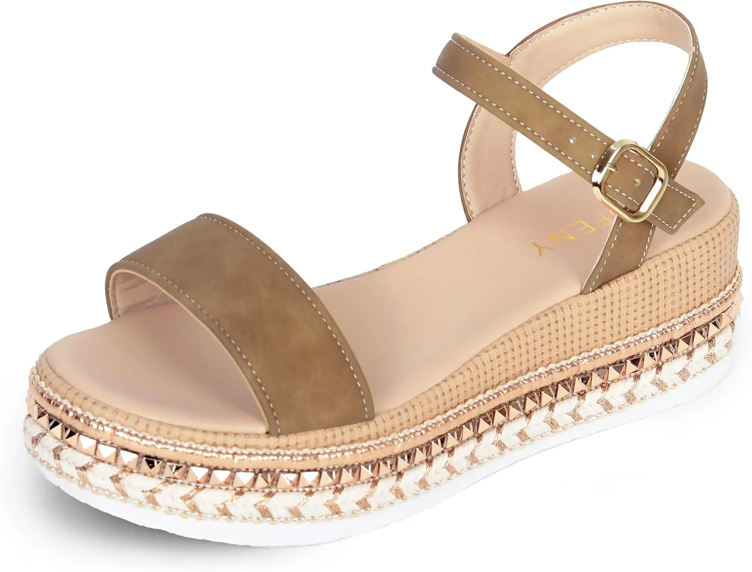 Women's Platform Sandals Buckle Ankle Strap Espadrille Open Toe Boho Wedge Sandals Size 6-11