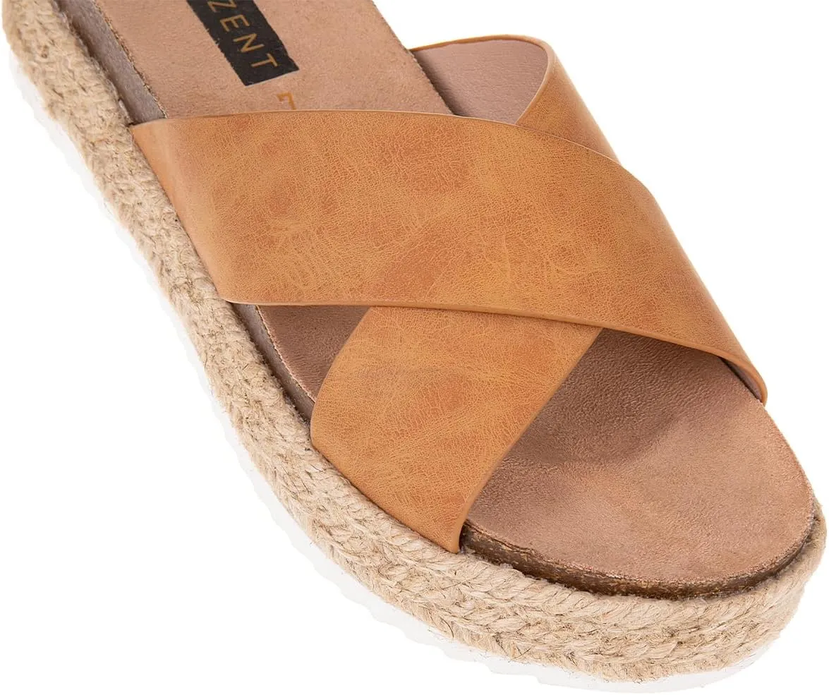 Women'S Platform Sandals Slides Espadrilles Sandals Flatform Slippers Casual Platform Slides for Women Footbed Open Toe Wedges Sandals
