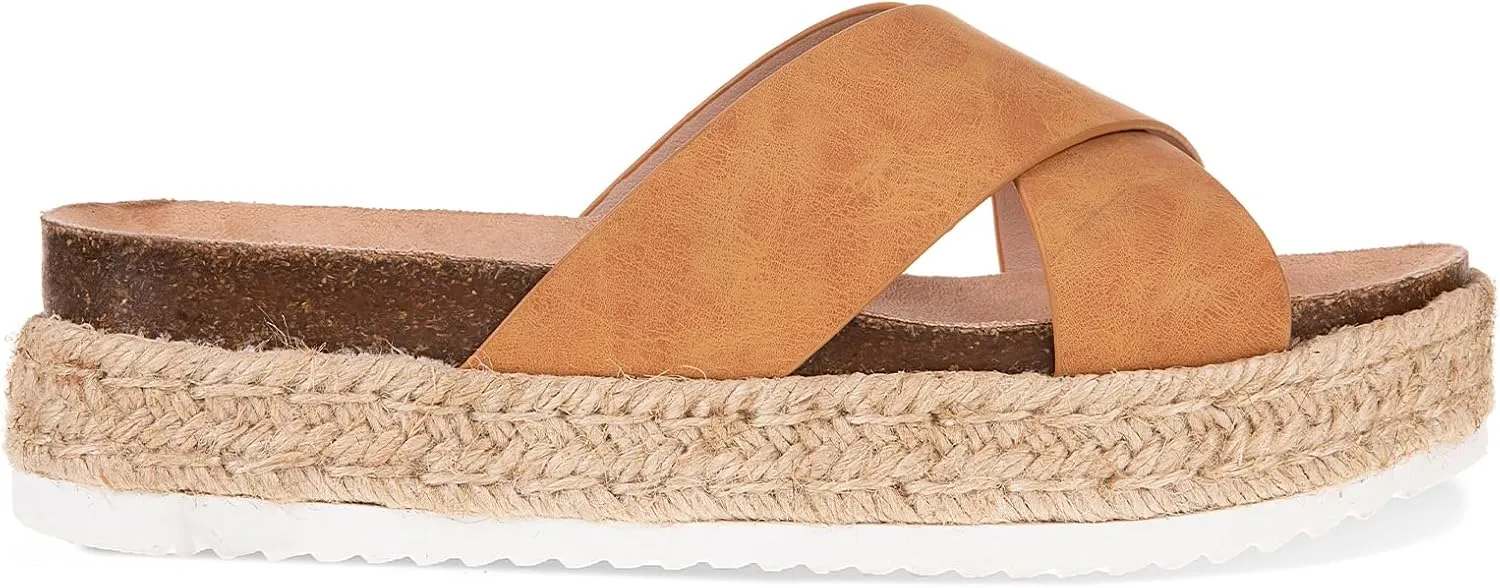 Women'S Platform Sandals Slides Espadrilles Sandals Flatform Slippers Casual Platform Slides for Women Footbed Open Toe Wedges Sandals