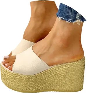 Women’s Platform Sandals Wedge Open Toe Sandals for Women, Comfortable Slip-On Shoes, Dressy Summer Beach Sandals
