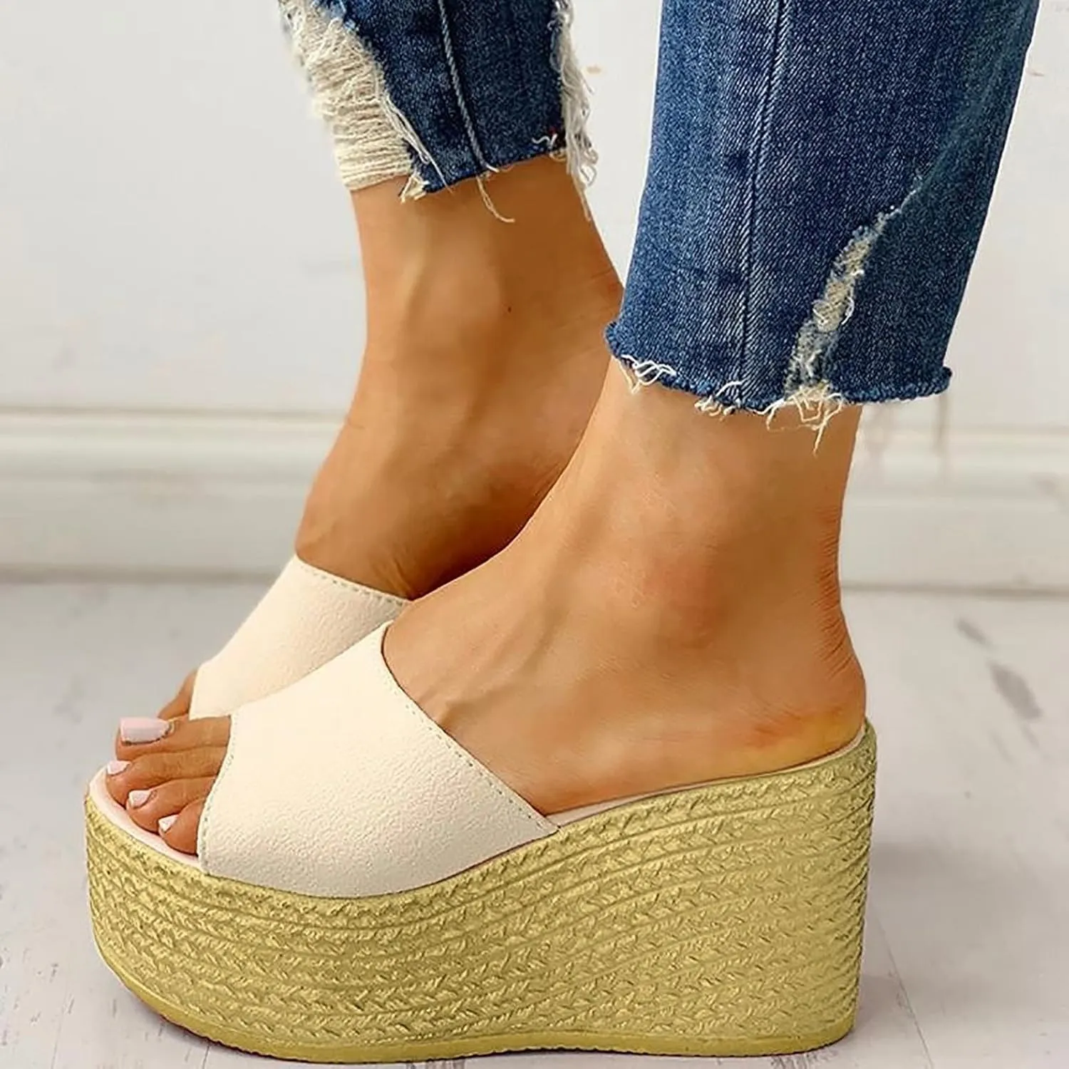 Women’s Platform Sandals Wedge Open Toe Sandals for Women, Comfortable Slip-On Shoes, Dressy Summer Beach Sandals