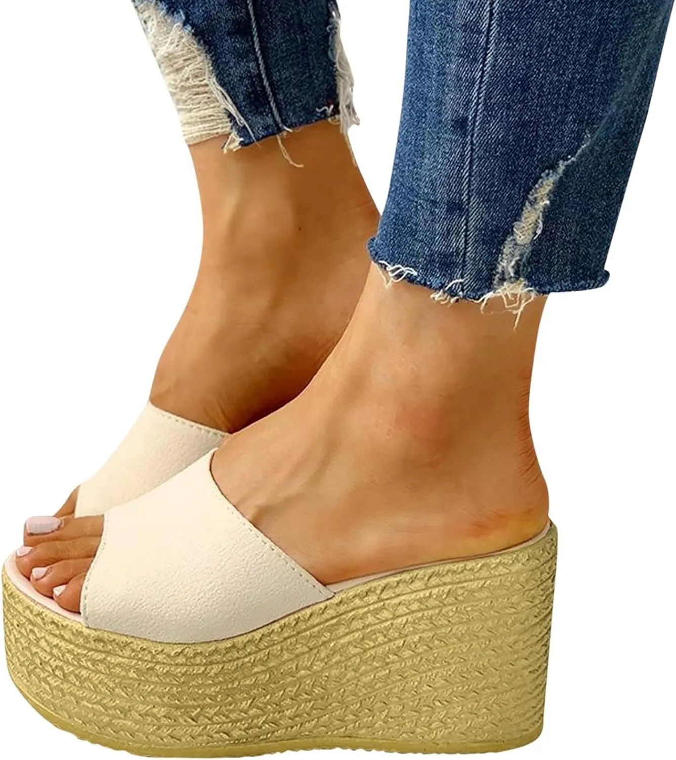 Women’s Platform Sandals Wedge Open Toe Sandals for Women, Comfortable Slip-On Shoes, Dressy Summer Beach Sandals
