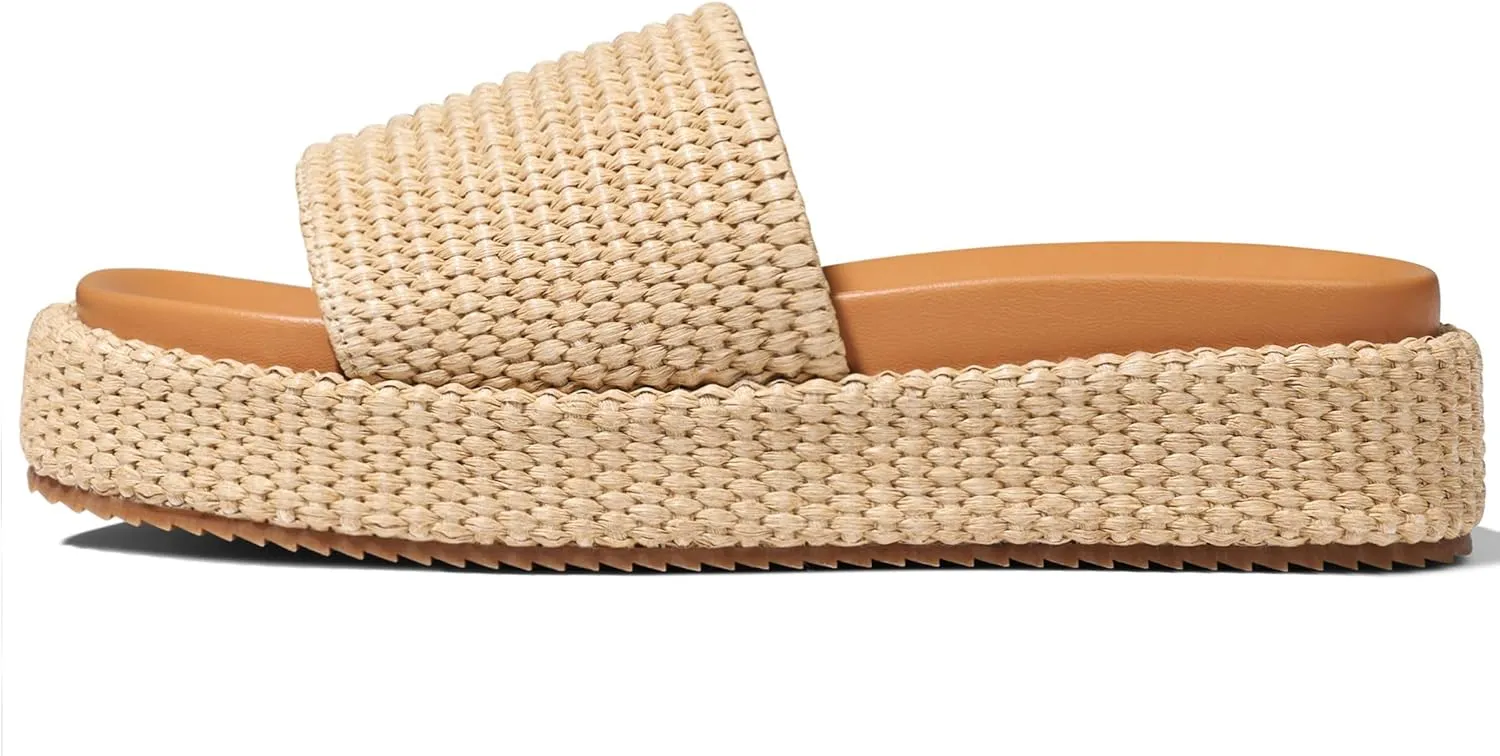 Women's Platform Wedge espadrille slides Summer Beach Cute Raffia Slip On Woven Dress Slides Open Toe Comfortable Resort Wear Trending 2025
