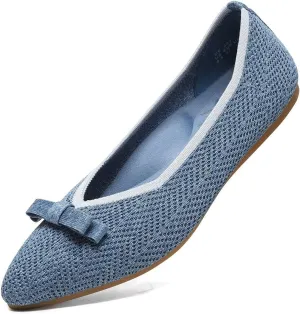 Women's Pointed Toe Flats Knit Dress Slip-on Ballet Flats Shoes Comfort Classic Work Business Office Shoes