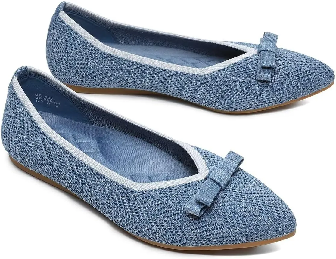 Women's Pointed Toe Flats Knit Dress Slip-on Ballet Flats Shoes Comfort Classic Work Business Office Shoes
