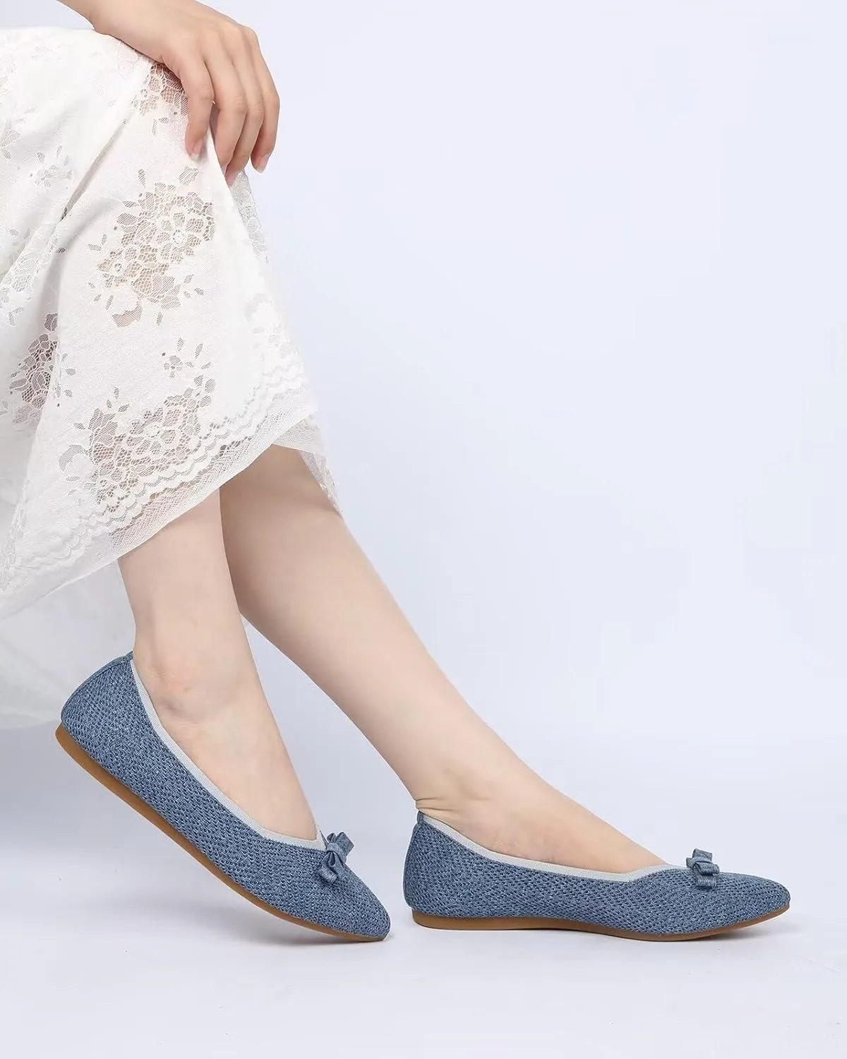 Women's Pointed Toe Flats Knit Dress Slip-on Ballet Flats Shoes Comfort Classic Work Business Office Shoes