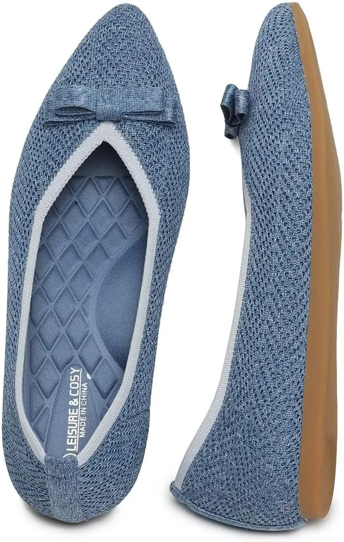 Women's Pointed Toe Flats Knit Dress Slip-on Ballet Flats Shoes Comfort Classic Work Business Office Shoes