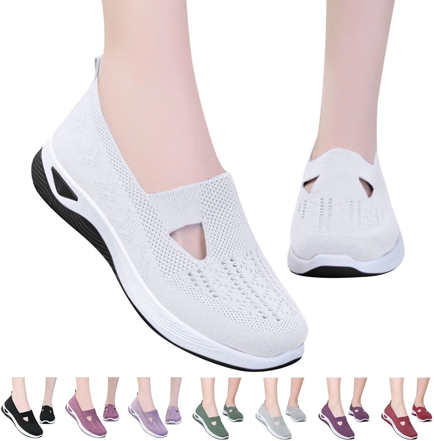 Womens Shoes Slip On Women's Sneakers Loafers Casual Slip On Lightweight Cute Round Toe Running Shoes Loafers for Women Casual Walking Shoe