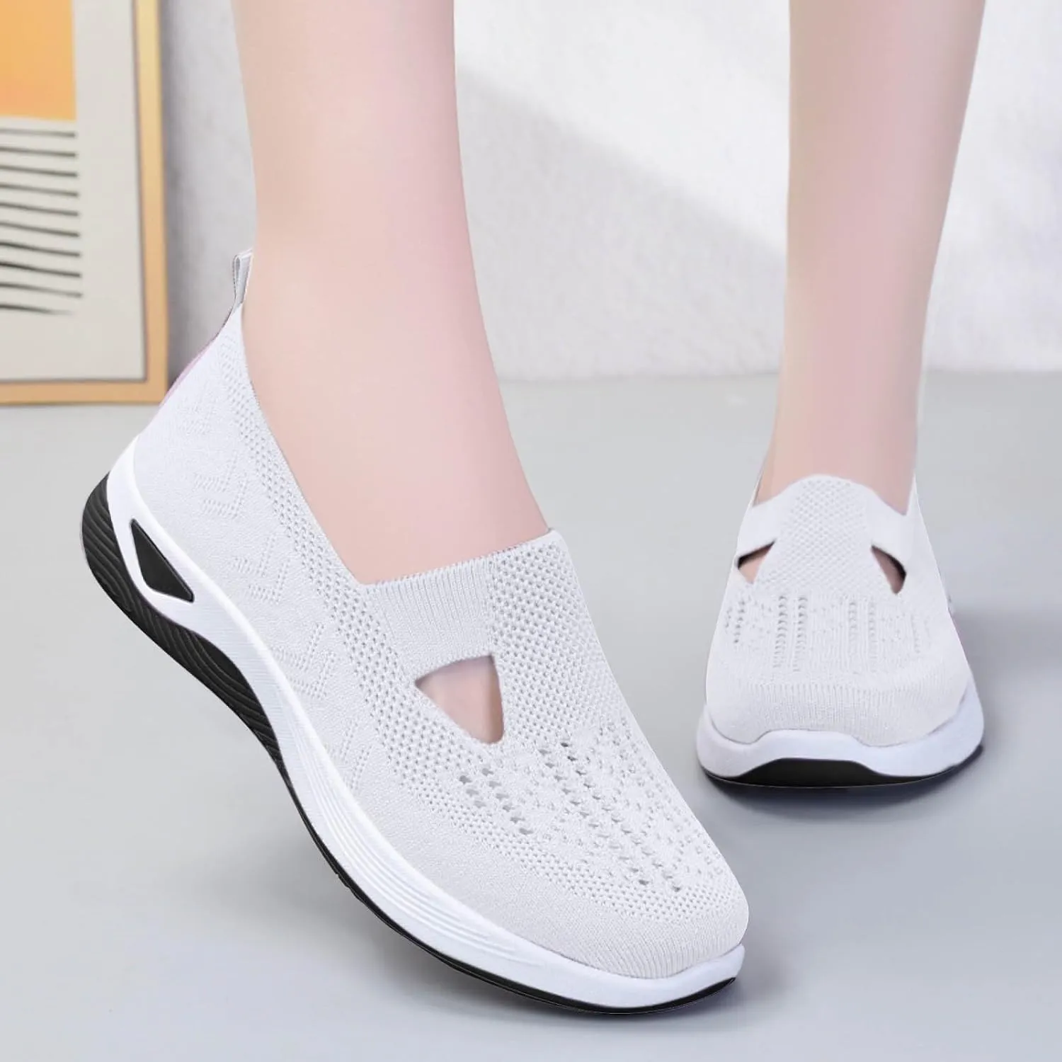 Womens Shoes Slip On Women's Sneakers Loafers Casual Slip On Lightweight Cute Round Toe Running Shoes Loafers for Women Casual Walking Shoe