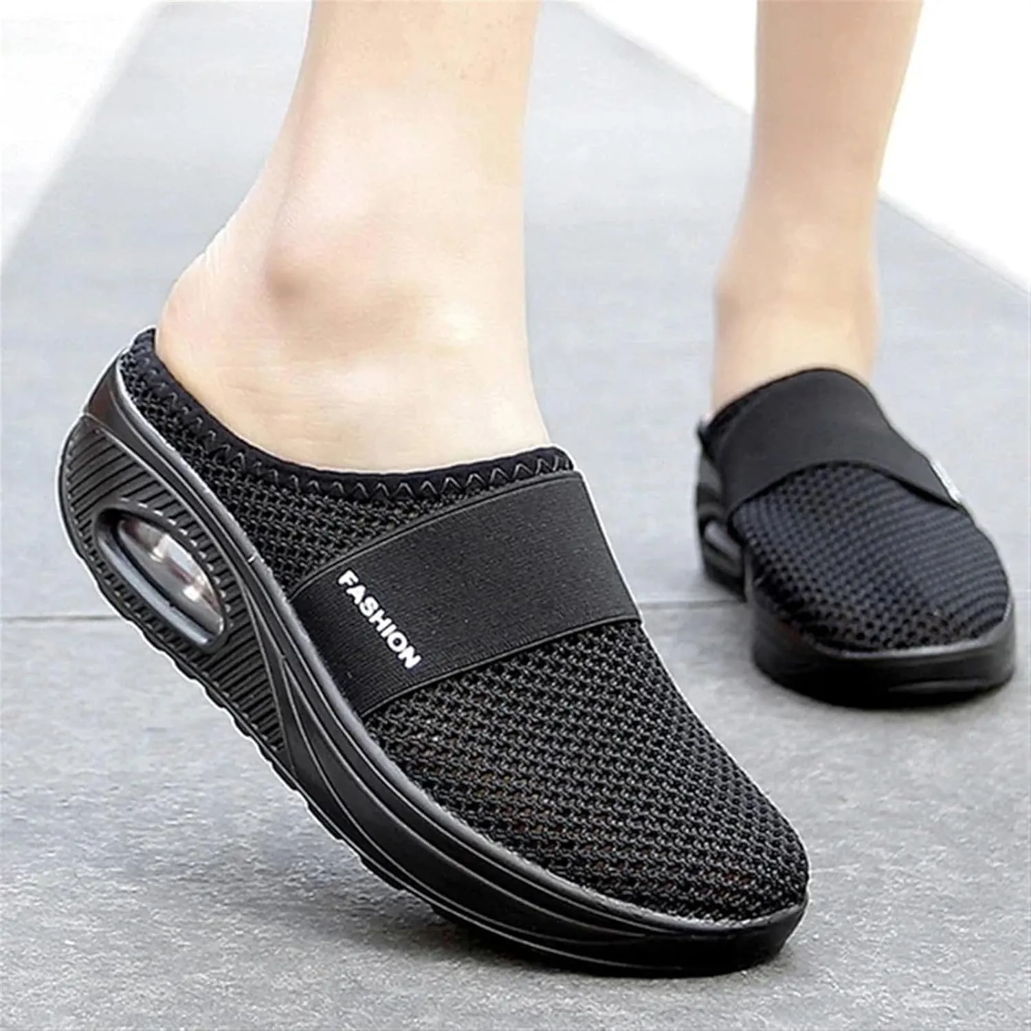 Womens Slip On Clogs and Mules Diabetic Air-Cushion Slip-On Walking Shoes Breathable Slippers Closed Toe Slides Orthopedic Diabetic Shoes with Arch-Support