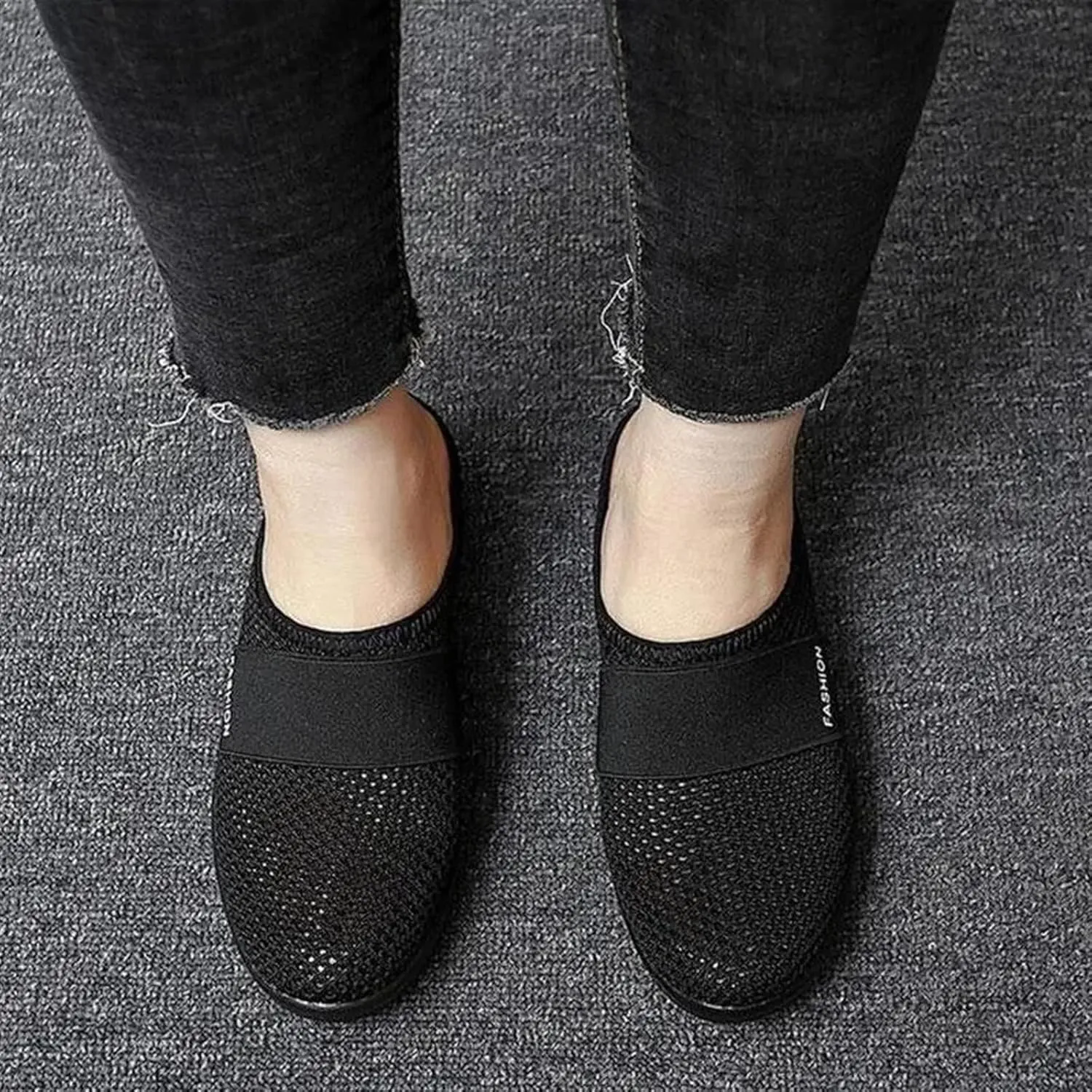 Womens Slip On Clogs and Mules Diabetic Air-Cushion Slip-On Walking Shoes Breathable Slippers Closed Toe Slides Orthopedic Diabetic Shoes with Arch-Support