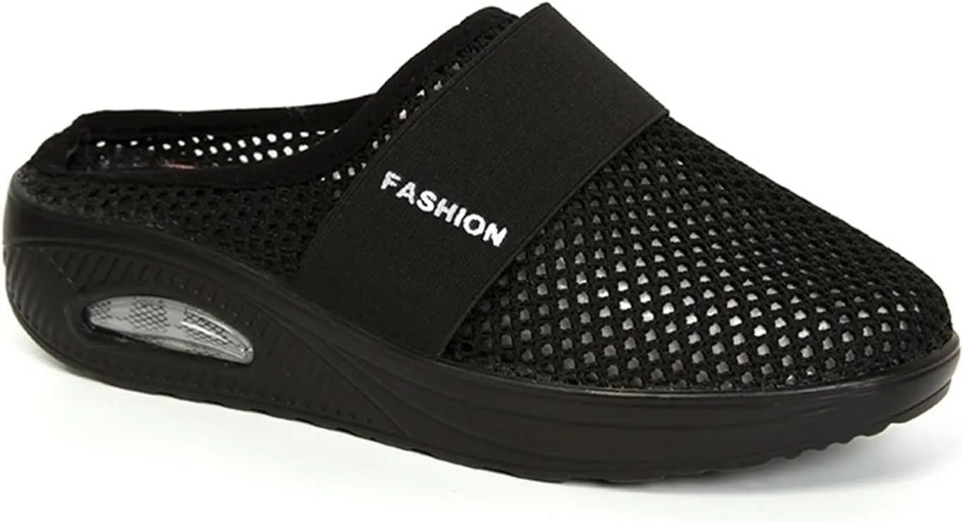 Womens Slip On Clogs and Mules Diabetic Air-Cushion Slip-On Walking Shoes Breathable Slippers Closed Toe Slides Orthopedic Diabetic Shoes with Arch-Support