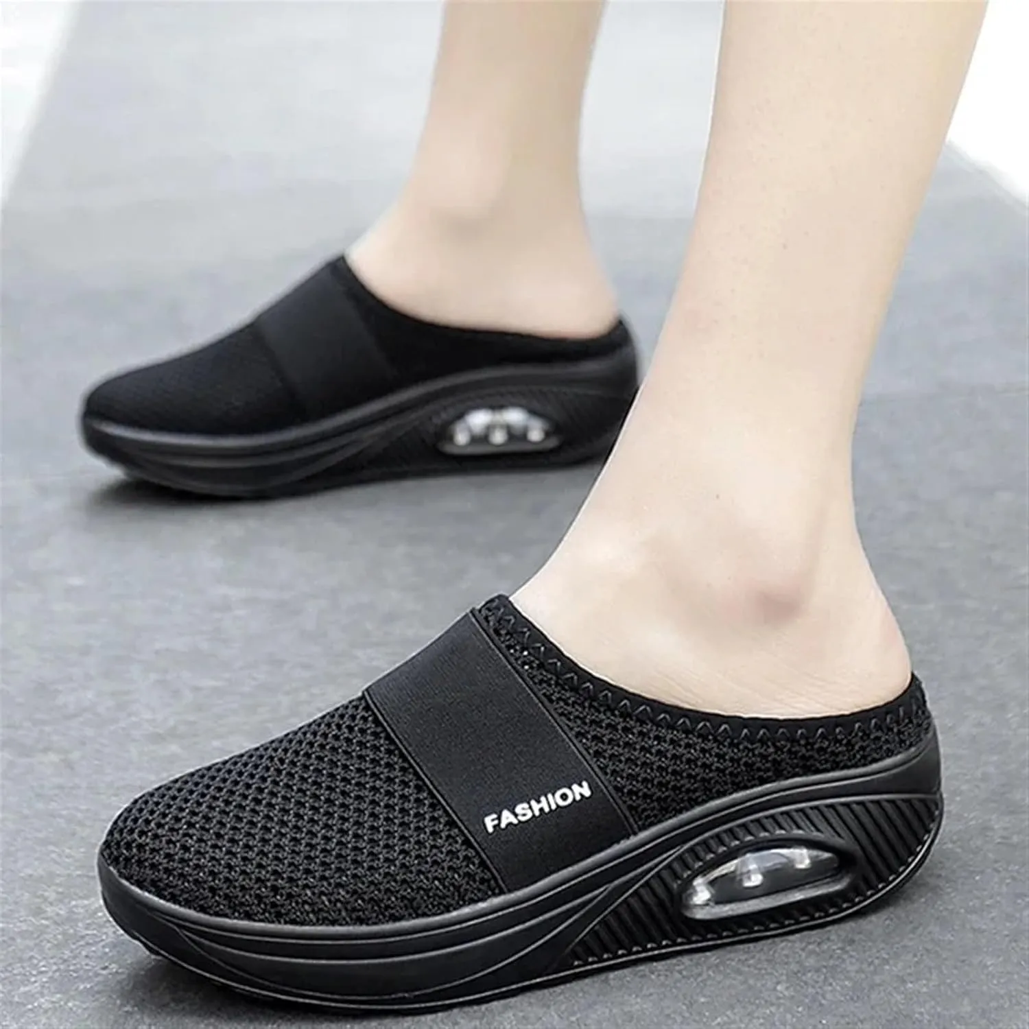Womens Slip On Clogs and Mules Diabetic Air-Cushion Slip-On Walking Shoes Breathable Slippers Closed Toe Slides Orthopedic Diabetic Shoes with Arch-Support