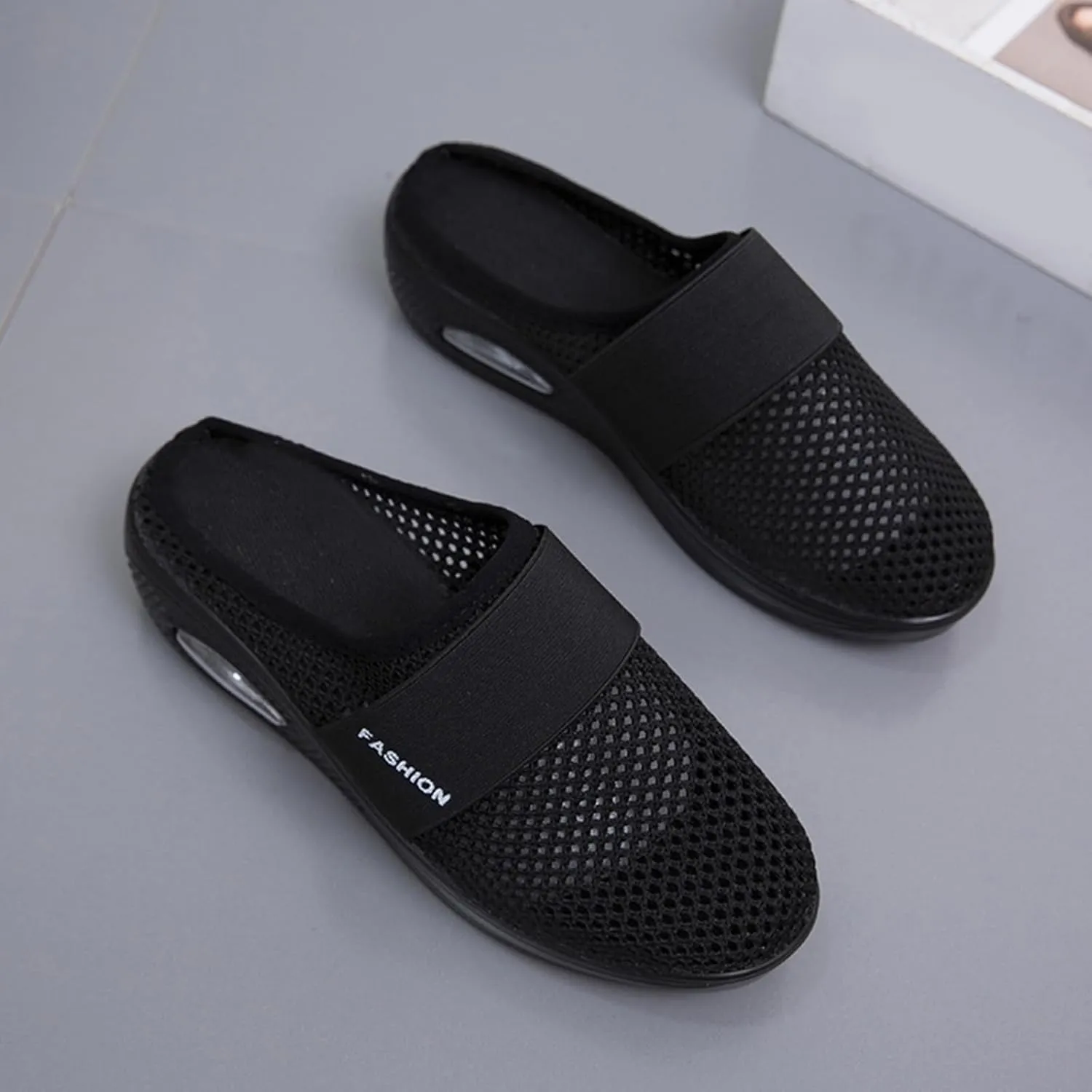 Womens Slip On Clogs and Mules Diabetic Air-Cushion Slip-On Walking Shoes Breathable Slippers Closed Toe Slides Orthopedic Diabetic Shoes with Arch-Support