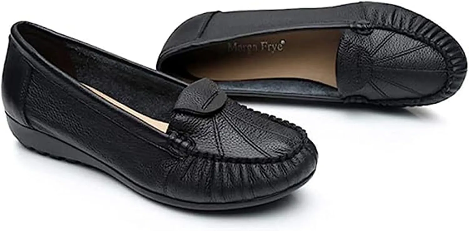 Women's Slip On Flat Loafers Lightweight Breathable Comfy Non-Slip Soft-Sole Causal Wedge Driving Shoes Moccasins Office Boat Shoes