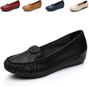 Women's Slip On Flat Loafers Lightweight Breathable Comfy Non-Slip Soft-Sole Causal Wedge Driving Shoes Moccasins Office Boat Shoes