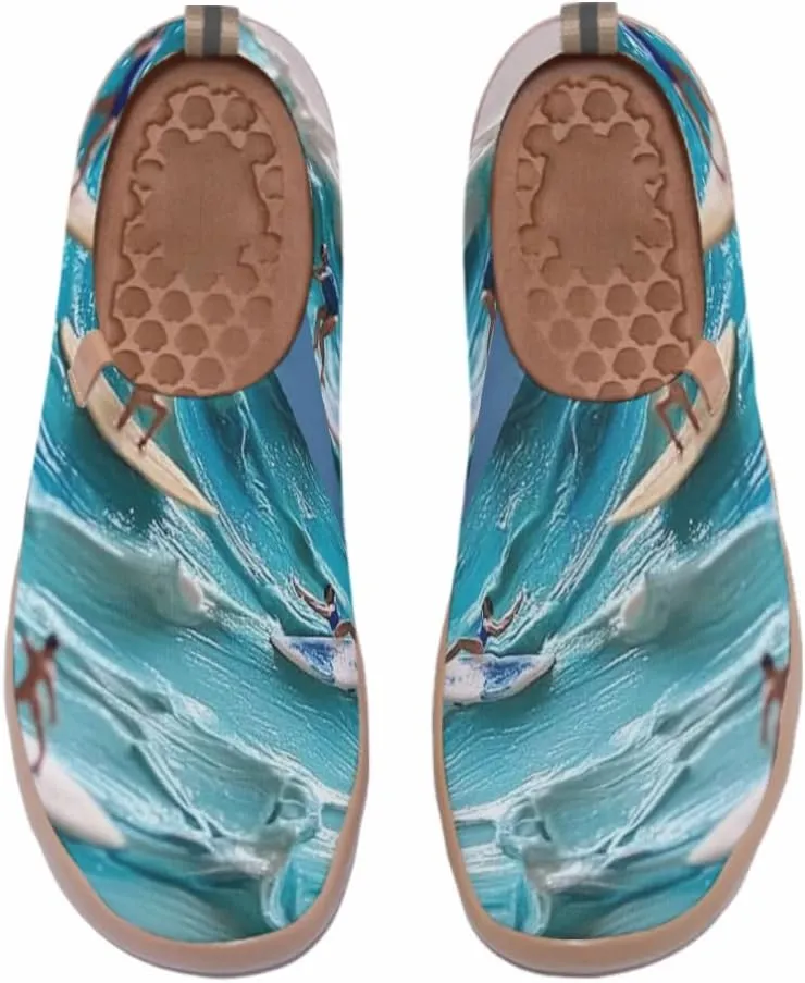 Women's Slip On Sneakers Casual Loafers Knitted Art Painted Comfort Soft Walking Shoes Oil Painting