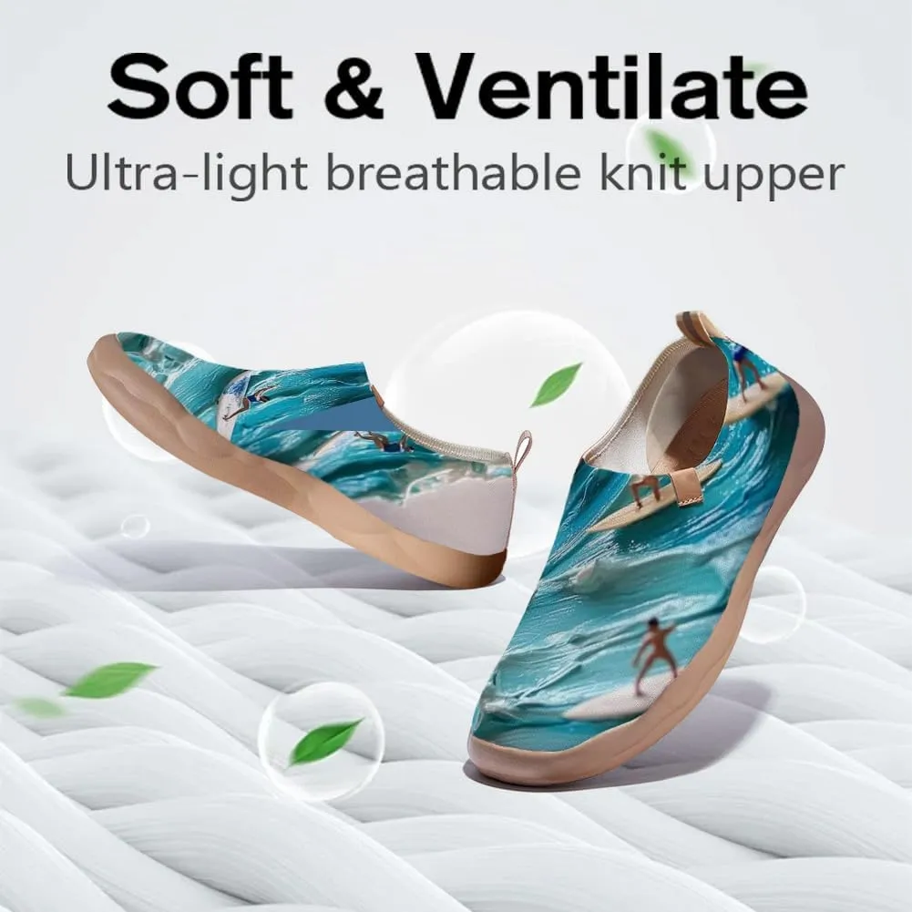 Women's Slip On Sneakers Casual Loafers Knitted Art Painted Comfort Soft Walking Shoes Oil Painting