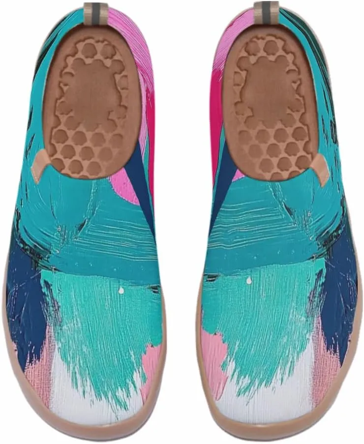 Women's Slip On Sneakers Casual Loafers Knitted Art Painted Comfort Soft Walking Shoes Oil Painting
