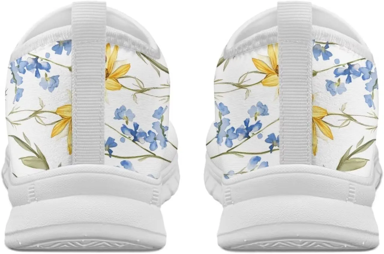 Womens Slip On Sneakers Lightweight Casual Shoes Soft Anti-Slip Tennis Shoes for Gym Travel Size 5.5-11.5 White Sole