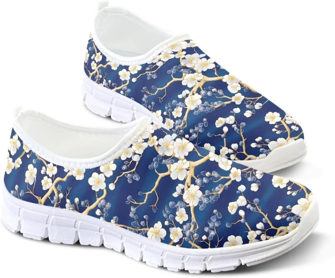 Womens Slip On Walking Shoes Non Slip Fashion Sneakers Breathable Workout Shoes Lightweight Gym Loafers White Sole