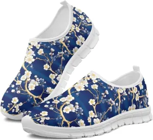 Womens Slip On Walking Shoes Non Slip Fashion Sneakers Breathable Workout Shoes Lightweight Gym Loafers White Sole