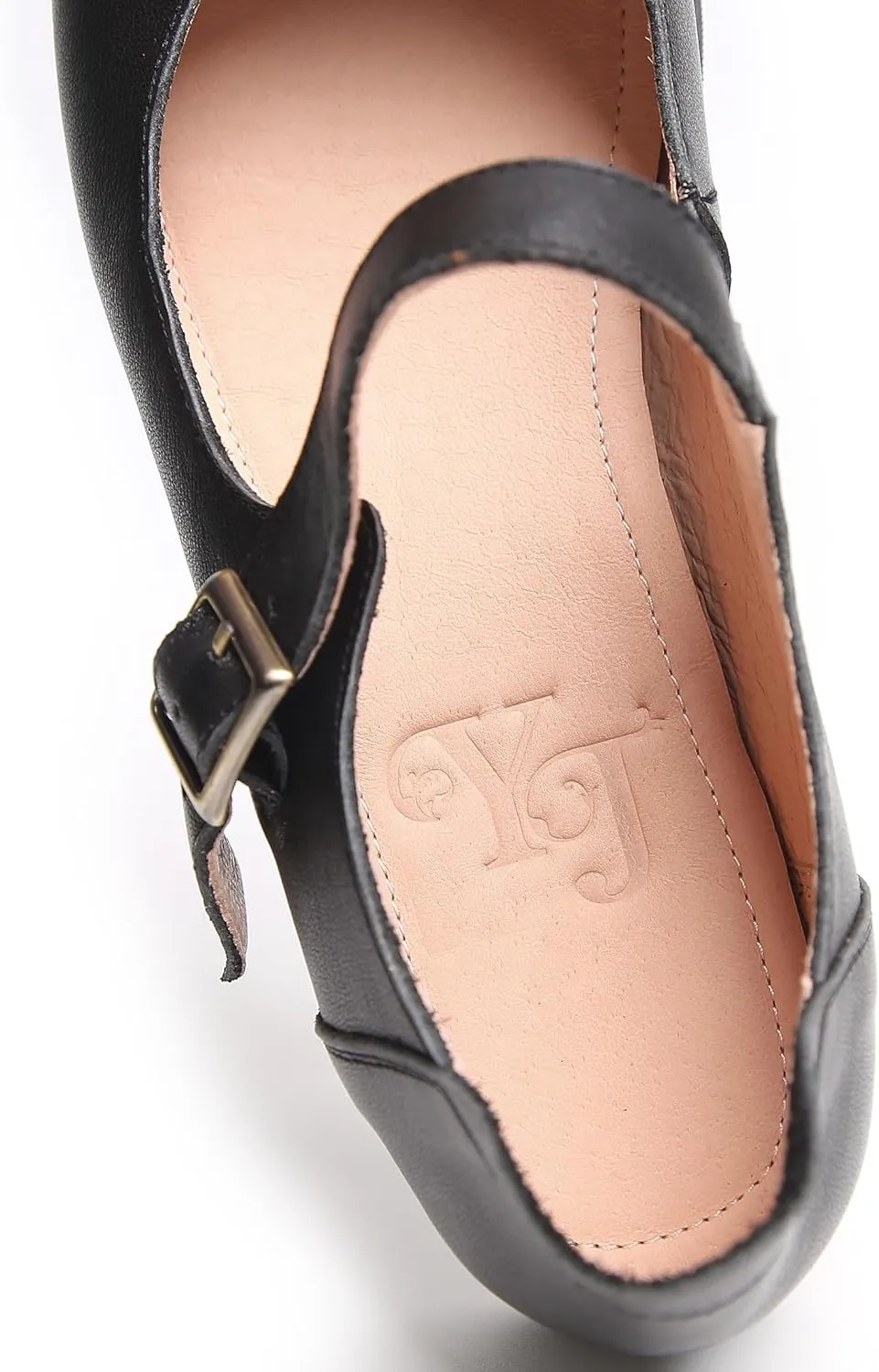 Women's Soft Leather Mary Jane Flats Vintage Dress Work Round Toe Flat Shoes
