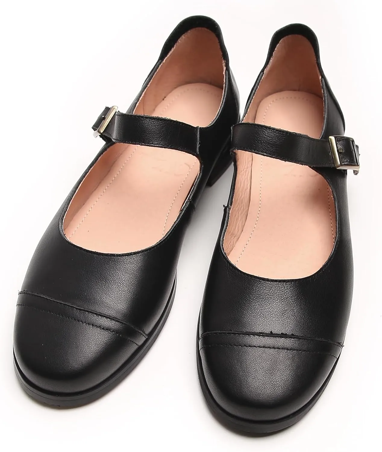 Women's Soft Leather Mary Jane Flats Vintage Dress Work Round Toe Flat Shoes