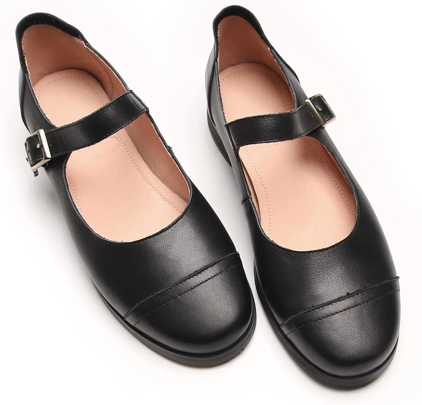 Women's Soft Leather Mary Jane Flats Vintage Dress Work Round Toe Flat Shoes