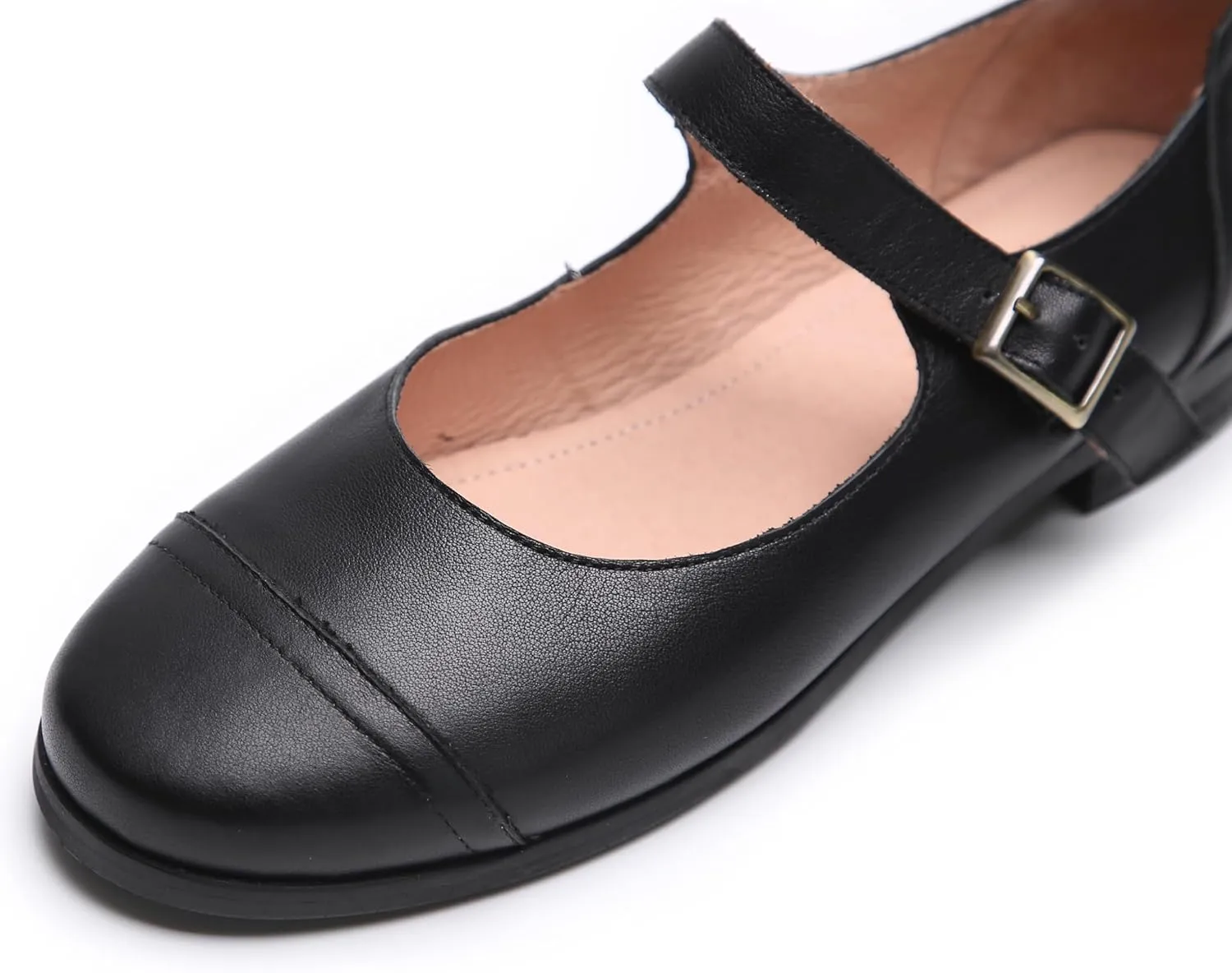Women's Soft Leather Mary Jane Flats Vintage Dress Work Round Toe Flat Shoes