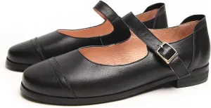 Women's Soft Leather Mary Jane Flats Vintage Dress Work Round Toe Flat Shoes