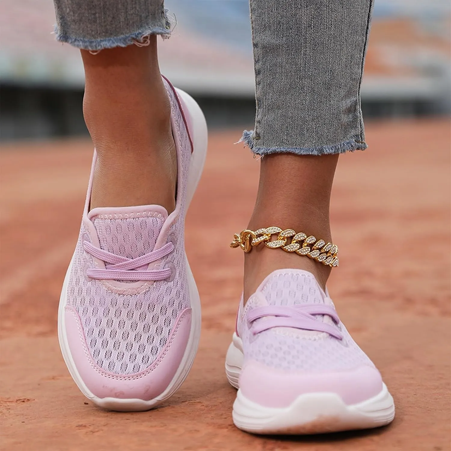 Women's Soft Sole Mesh Comfort Orthopedic Shoes, 2024 New Low-top Women Arch Support Walking Shoes, Casual Slip-on Shoes