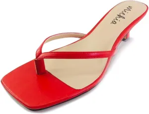 Women’s Square Open Toe Flip Flops Heels Sandals