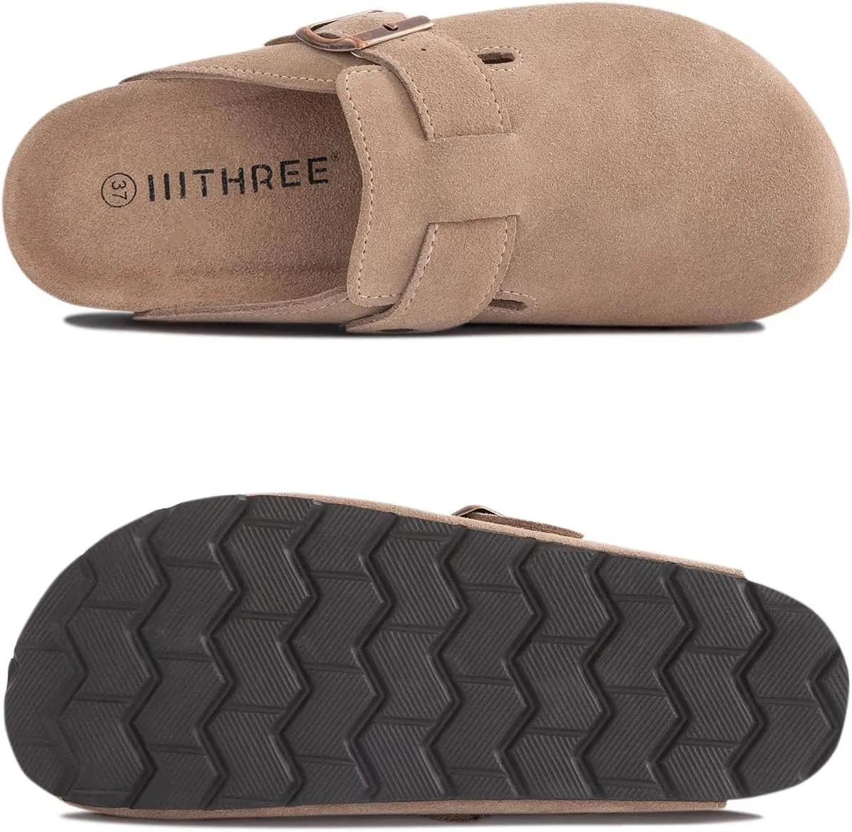 Women's Suede Clogs Cork Footbed Clogs for Women Soft Leather Adjustable Buckle Slip-on Potato Shoes Sandals
