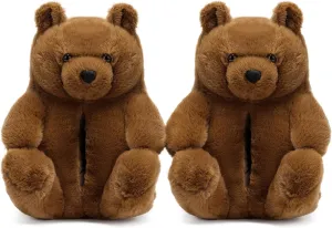 Women's Teddy Bear Slippers Mom Gift Slippers Cozy Women Fuzzy Indoor House Shoes Fun Costume for Adults Cute Animal Slides for Women Her Birthday Valentine's Gift Ideas
