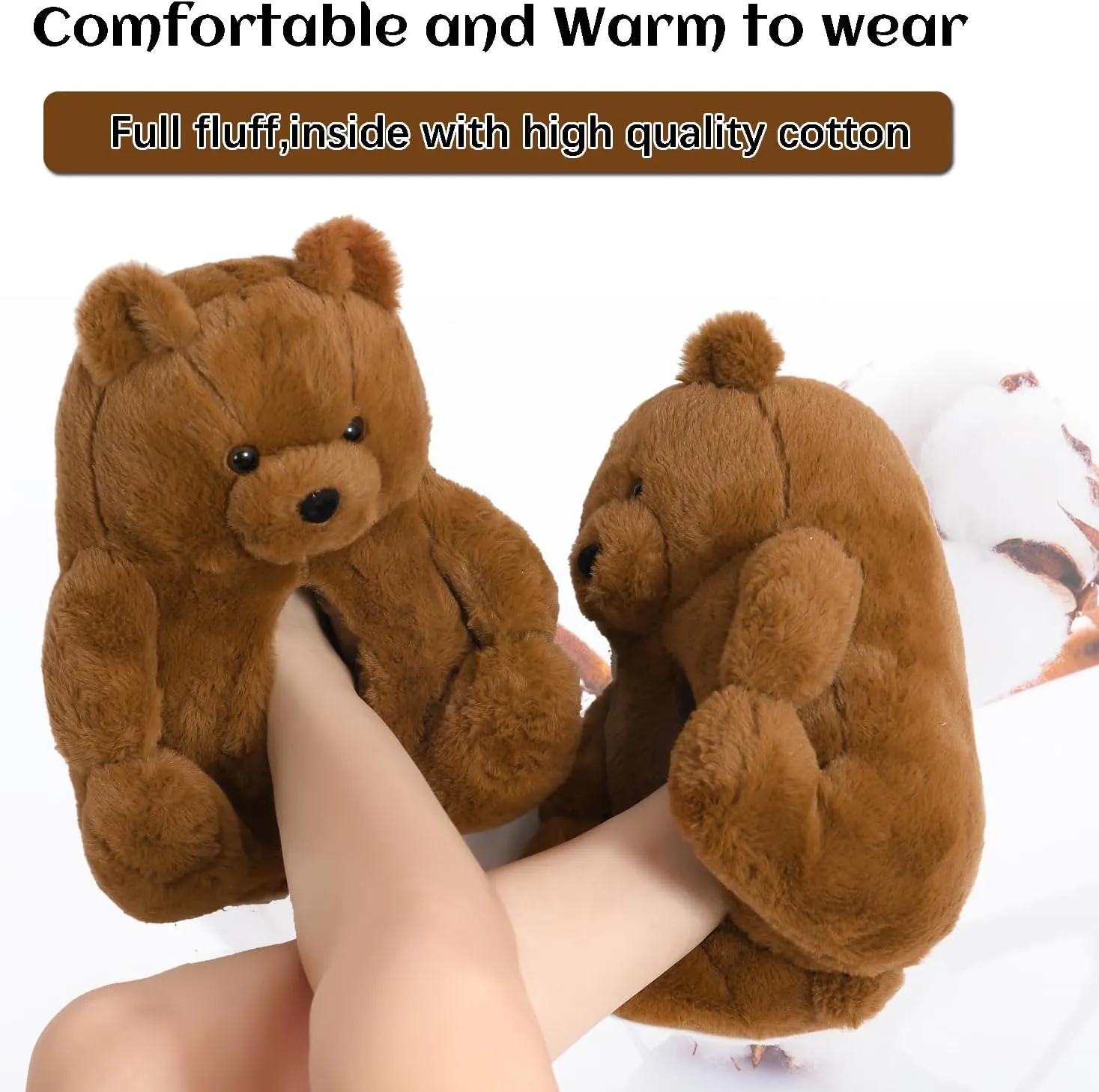 Women's Teddy Bear Slippers Mom Gift Slippers Cozy Women Fuzzy Indoor House Shoes Fun Costume for Adults Cute Animal Slides for Women Her Birthday Valentine's Gift Ideas